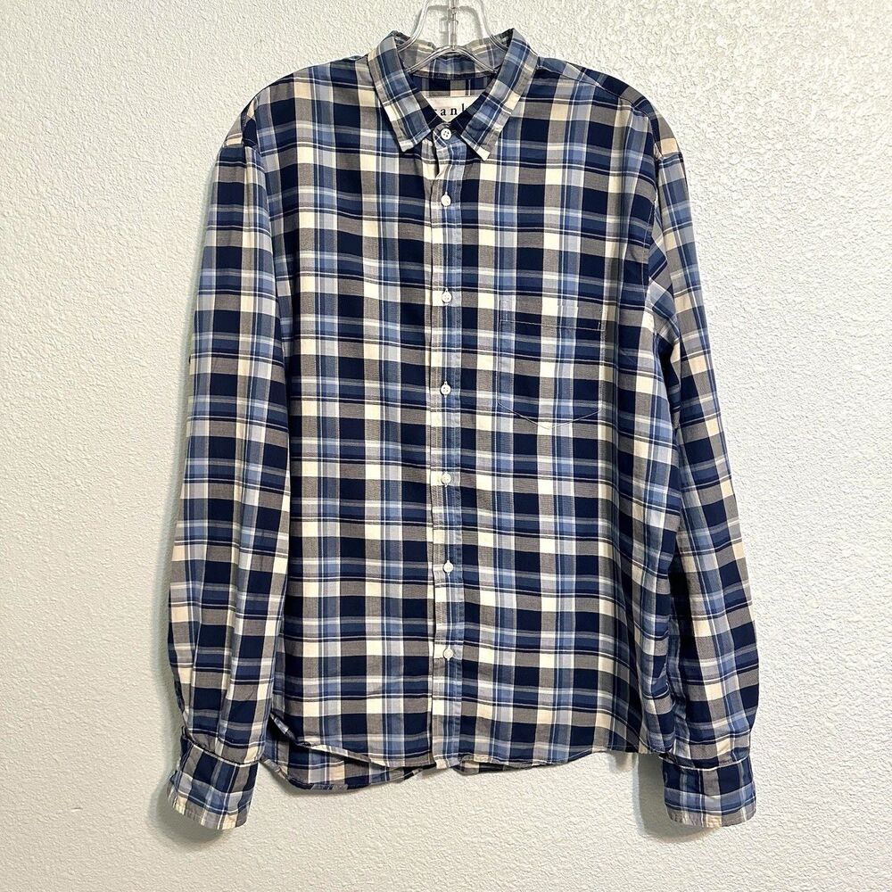 Frank And Eileen Luke Shirt Mens Size Large Blue Plaid Button Up Long Sleeve